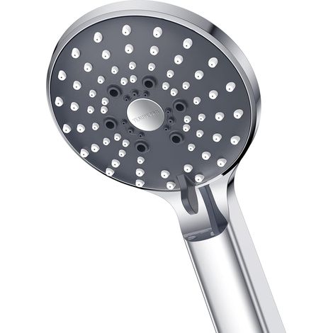 Pommeau de Douche avec 6 Jets, Anti-Calcaire, Douchette Économique pour Faible Pression, Installation Sans Outil, Chromé (1/5)