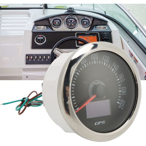 Modification du tableau de bord pour voitures, camping-cars et bateaux, limitation de vitesse à 200 km/h (avec OLED et clignotants), tableau de bord GPS rétroéclairé RGB 85 mm (blanc, référence : CX82 (1/5)