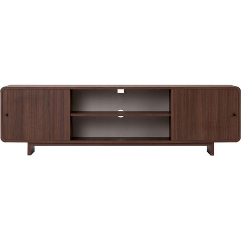 Meuble tv 2 portes aux bords arrondis en bois L180cm - Bois foncé - Dima (1/5)