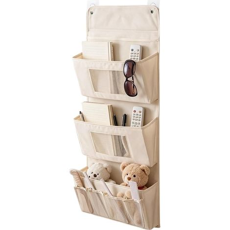 Sac de rangement mural pliable en tissu Oxford à trois couches avec deux crochets - 40x90 cm - couleur abricot - la penderie et la chambre (1/5)