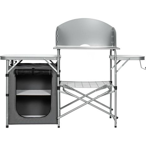 Montage rapide table barbecue pliante avec pare-vent, étagères et sac de transport pour camping et pique-nique (1/5)