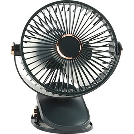 Ventilateur de bureau à pince vert foncé 15 cm, rechargeable par USB, portable et silencieux, parfait pour bureaux, dortoirs et espaces de travail (1/4)