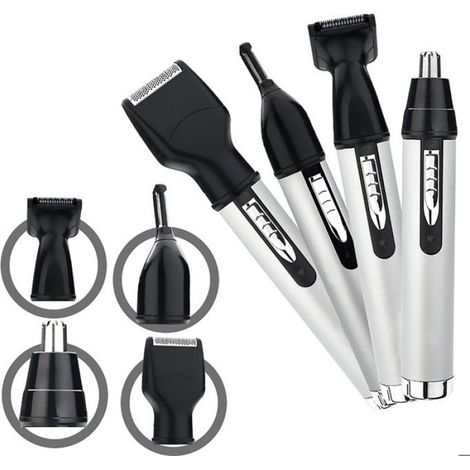 Tondeuse Nez - Rechargeable USB - 4 Têtes de Coupe - Pour Nez Oreilles Barbe Sourcils - Sans Douleur - 1 Pièce (1/5)