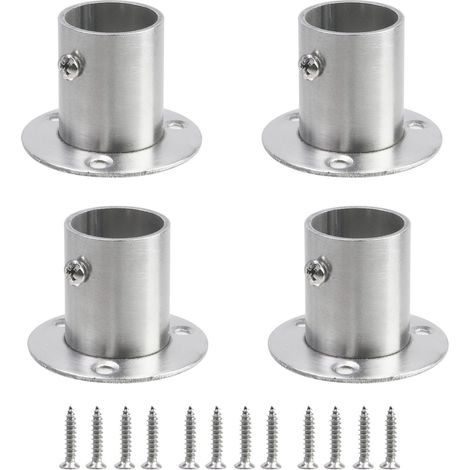 Lot de 4 supports de tringle à bride haute en acier inoxydable (Hauteur totale : 1,57 po pour tubes de Ø 1,0 po) – Fixation plafond pour penderie, avec vis (1/5)