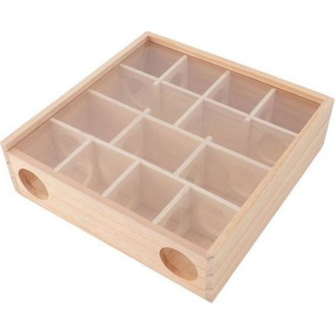 Tunnel Labyrinthe Pour Hamster - En Bois Naturel Avec Couvercle Verre Transparent - Jouet Stimulant Pour Souris Et Gerbilles - 1 Pièce (1/5)