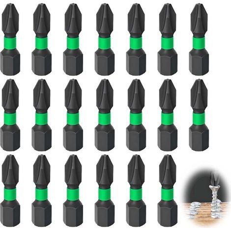 Lot de 20 embouts cruciformes intéressants pour perceuse électrique – Embouts multifonctionnels en acier magnétique de type vis à impact , adaptés pour tous les tournevis et perceuses, etc (1/4)