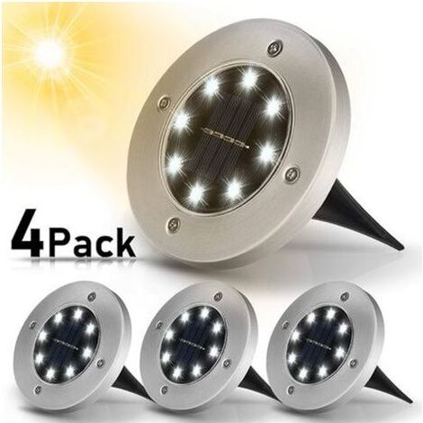 Lampe solaire de jardin, lumière blanc chaud 3000K, étanche IP65, lampe solaire LED encastrable d'extérieur - Lot de 4 (1/5)