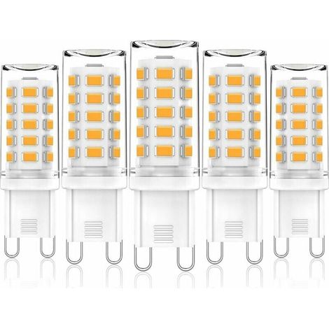 Ampoule LED G9 3,2 W blanc chaud 2700 K, ampoules LED G9 420 lm, équivalent à une ampoule halogène 28 W 40 W, ampoules LED G9 maïs pour lampe de table, anti-scintillement, AC 100-265 V, (5 pièces, bla (1/5)