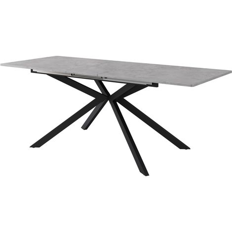 Mesa de comedor extensible automática 180x70 cm MDF y metal gris cemento (1/5)