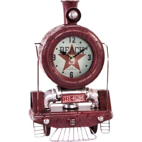 Pendule en métal Rouge forme ancienne Locomotive