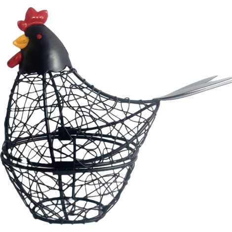 Cesta Para Huevos - Forma De Gallina - Alambre Metalico - Para Cocina Y Frutas - 1 Unidad (1/5)