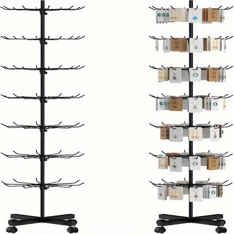 Retail Display Stand 7 Tier Rotating Rack For Store Display Shelves,Jewelry Keyring Socking Hats,Movable Shop (1/5)