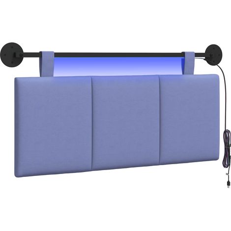 Maison Exclusive - Tête de lit suspendue Avec lumière LED Bleu denim Tissu (1/5)