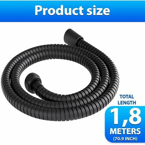Tuyau de douche 200 cm universel en acier inoxydable anti-torsion anti-corrosion tuyau douche 2 m flexible douche flexible de douche flexible pour douche câble douche universel noir --TRIMEC