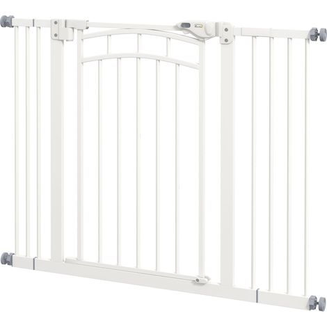 Barrière de sécurité automatique pour chien 1 main 100x4x76 cm blanche (1/5)