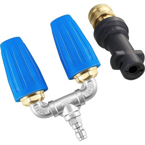 Double Buse Turbo pour Nettoyeur Haute Pression, Buse Rotative 360°avec Adaptateur Compatible avec Karcher K2, K3, K4, K5, K6, K7, Raccord Rapide 1/4", 15-23 L/min (4-6 GPM), 280 bar (1/5)