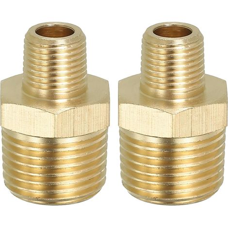 Raccord de Tuyau Hexagonal En Laiton Massif, Adaptateur Filetage, Lot 5, 1/4" Npt X 1/8" Npt, Connecteurs Ligne D'Eau Mâles - 3/8" NPT x (1/5)