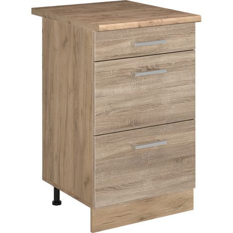 Mobiletto base per cucina R-Line, Sonoma/Rovere dorato, 50 cm piano di lavoro Rovere dorato, Vicco (1/5)