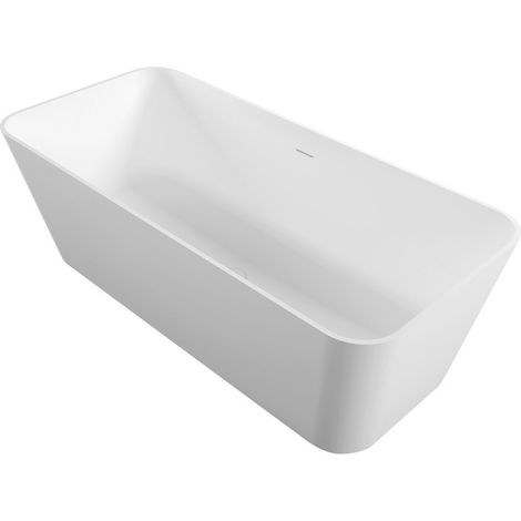 LEYLA Baignoire îlot 170x78x55cm, solid surface, blanc mat (1/5)