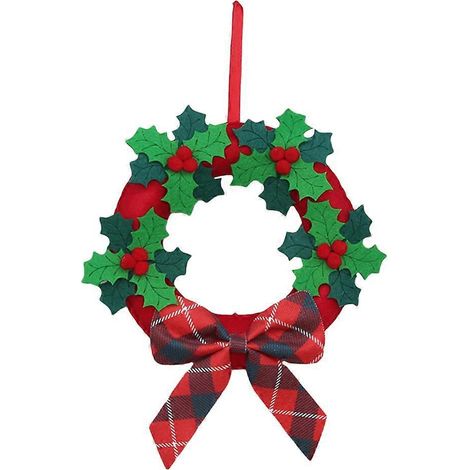 Couronne de Noël, panneau de porte, décoration murale de Noël, articles de Noël-20X20CM-Red (1/2)