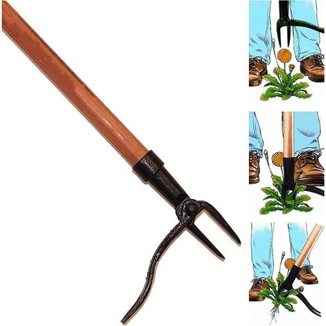 Weeder Desperate Hook Long Vertical Désherbage Pelle Outil Vertical Metal Weeder Sans Bâton 1pc, Noir (1815cm) (1/4)