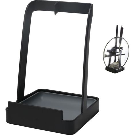 Support Couvercle - Support Cuillère En Acier Inoxydable - Multifonctionnel Pour Cuisine - Noir - 1 Pièce (1/5)