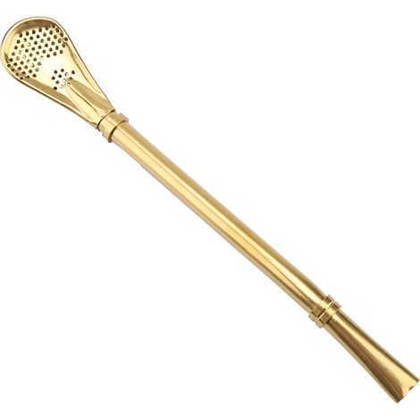Trinkhalmlöffel aus Edelstahl, wiederverwendbar und waschbar, Gold (1/5)