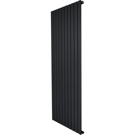 Flat Single Column Radiator - 1600 x 700mm - Black (1/5)