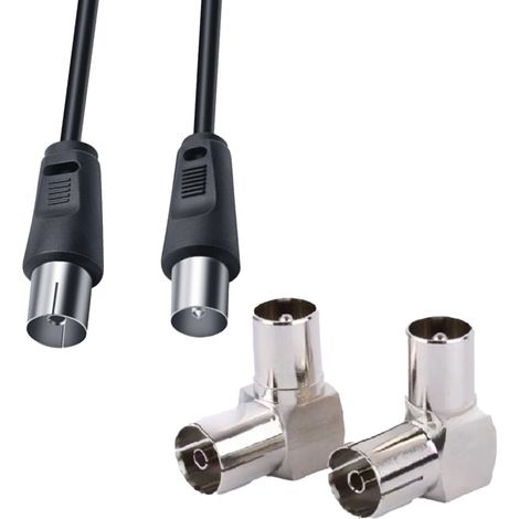 1 Câble coaxial, 2m, Connecteur cuivre, Adaptateur coudé laiton, Pour TV décodeur DVD(Troisième trimestre : Nouveaux produits en septembre) (1/5)