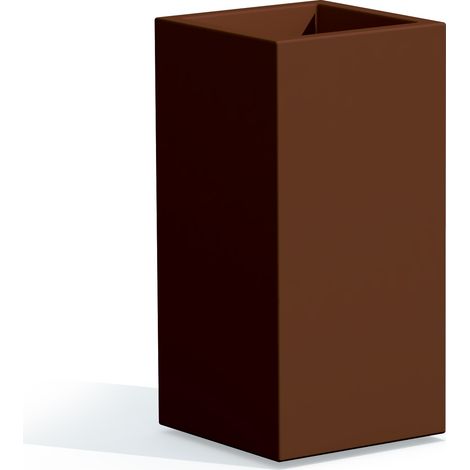Maceta cuadrada de resina h 80 mod. Cube Top 40x40 marrón