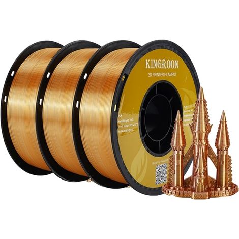 Filament d'imprimante 3D, finition soyeuse, bobine de 3 kg, 3kg Or Argent Copp (1/2)