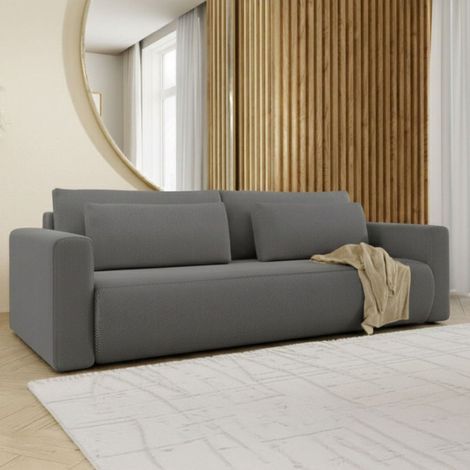 Sofá Cama 2 Plazas Erbezzo, con Almacenaje, Apertura Libro, Reclinable, 240x105 cm Gris (1/5)