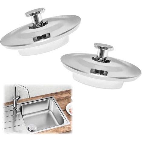 PA Ø42–44 mm Badewannenstopfen, 2 Stück, Edelstahl, universeller Waschbeckenstöpsel, Küchenspüle-Stopper, Waschbecken-Stopper, Gummi-Waschbecken-Stopper für Küchen, Badezimmer und Waschküche (1/5)