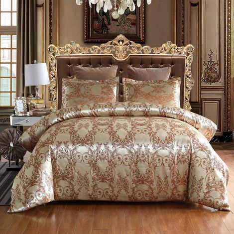 Satin Bettwäsche Set 155x220 cm mit Stickerei, 3-teilig, Reißverschluss