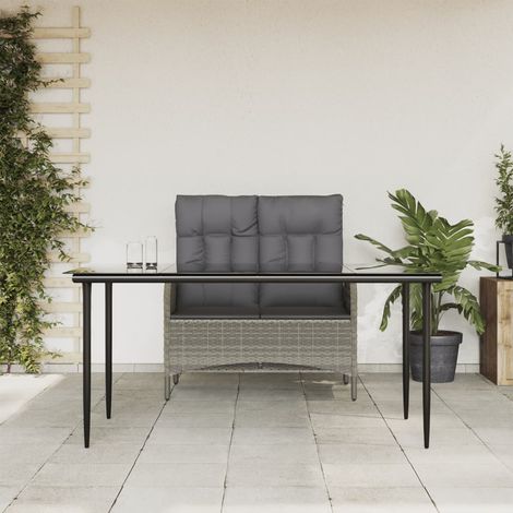2 pcs Mobilier à dîner de jardin Ensemble table et chaise de jardin et coussins gris rotin RTITTK33521 (1/5)