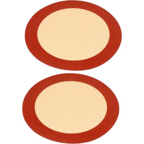 2 pièces Tapis de Cuisson Silicone Rond Tapis de Four Réutilisable Antiadhésif pour Pizza Micro-ondes et Friteuse Feuille de Cuisson Flexible et Lavable'-'- (1/5)