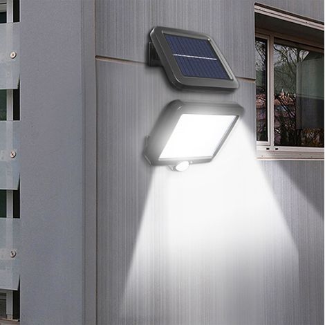 Lampe solaire à 56 LED, 3 modes, à détection de présence humaine, pour cour extérieure, rechargeable, murale, garage ou éclairage public. (1/5)
