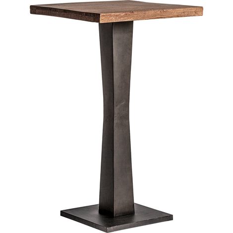 Table Haute Bugle Style Industriel en Bois - Noir mat et bois naturel foncé (1/5)