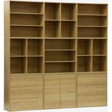 Libreria modulare decorativa in legno con 9 elementi