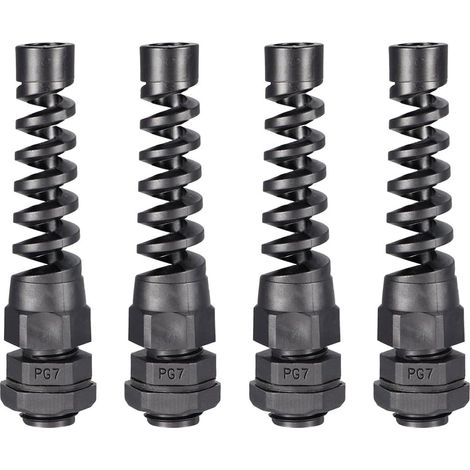 4pcs presse-étoupe PG7 Serre-joint imperméable noir fil 3mm-6.5mmØ (1/4)