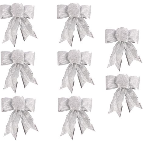8 nœuds pailletés pour couronne de Noël, décorations pour sapin et fêtes de Noël