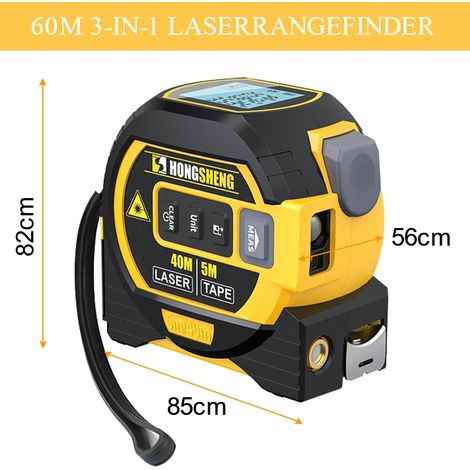 Mètre ruban laser 3 en 1, télémètre, ruban de 5 mètres, règle électronique intelligente infrarouge de haute précision - Parfait