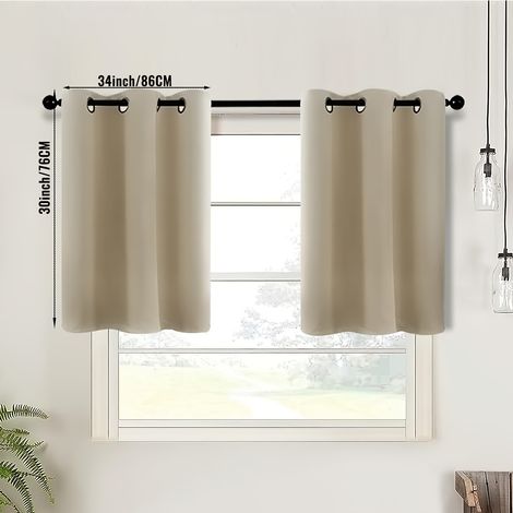 Kurzer Thermovorhang zur Verdunkelung, isolierend gegen Kälte und Hitze, für Küchen-, Schlafzimmer- und Wohnzimmerfenster, 86 x 76 cm, 2 Stück (1/3)