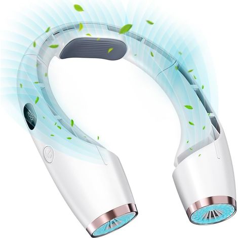 Tragbarer Nackenventilator, 720° Kühlung, 6000 mAh, 18 Stunden, 3-Gang-LED-Akkuanzeige, extrem leise, wiederaufladbarer persönlicher Ventilator für Büro/Reisen/im Freien