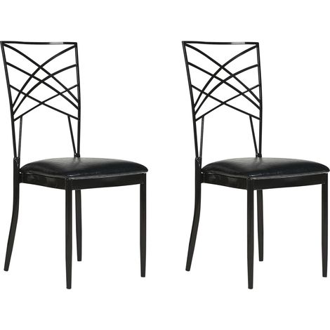 Set of 2 Dining Chairs GIRARD Metal Black (1/5)