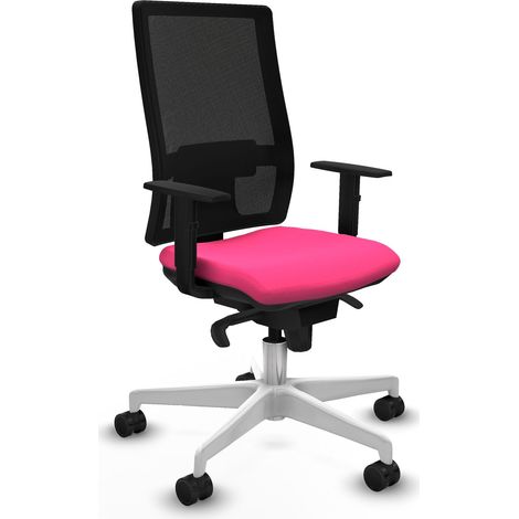 Horna sincro malla negra similpiel rosa brazos 1D base blanca  ruedas 65mm nailon (1/5)