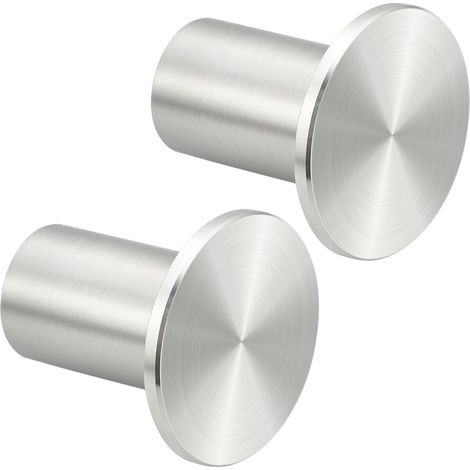 Runder Wandhaken – 2er-Set – Gebürsteter Edelstahl – Stabile, unsichtbare Befestigung – Für Bad und Küche – Durchmesser 45 mm (1/5)