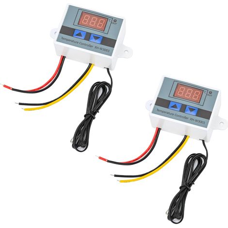 XH-W3001 Lot de 2 modules de régulateur de température numérique LED avec sonde étanche, thermostat de chauffage/refroidissement programmable (12 V, 10 A, 120 W) (1/5)