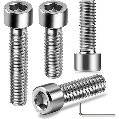 Vis M8x10 mm Inox, 25 Pièces Vis à Tête Cylindrique en Acier Inoxydable, Boulon DIN912/ISO 4762 Boulon avec Clé Allen pour Réparation de Meubles (1/5)