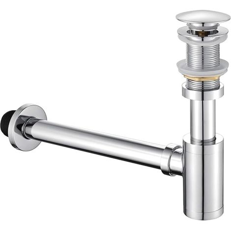 Set de siphon pour bouteille, ensemble complet de siphon en acier inoxydable pour lavabo de salle de bain sans trop-plein, set de siphon pour bouteille pour lavabo de cuisine et de salle de bain (1/5)
